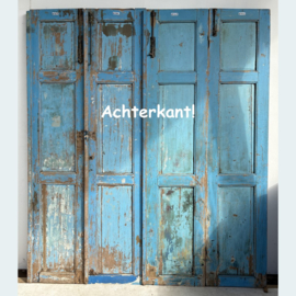 Antieke hoge deur / paneel deur teakhout blauw OK420 (H211cm)