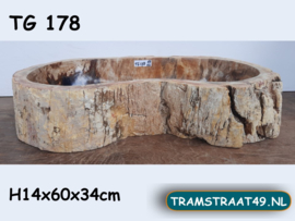 Wastafel van versteend hout TG178 (60x34cm)