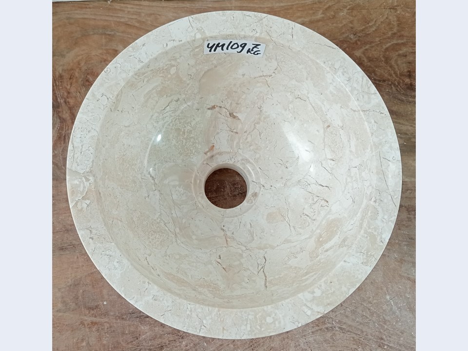 Ronde fontein toilet natuursteen wit/beige YM109 (H12,5xØ25cm)