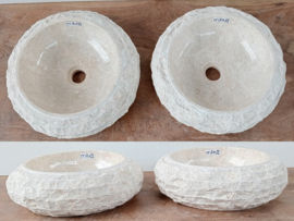 Dubbele waskom wit/beige rond TT18 (Ø40cm)