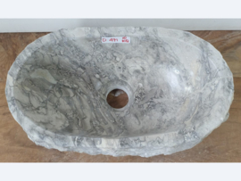 Grijs / wit marmer waskom mini ovaal D471 (37x20 cm)