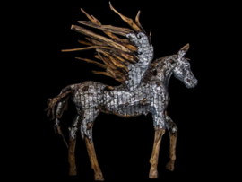 Grote paard teak hout / aluminium N21 (200 cm)