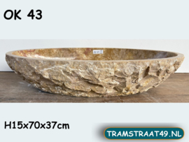 Lange ovale lavabo riviersteen meerkleurig OK43 (70x37cm)