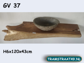 Wastafelblad van teak wortel GV37