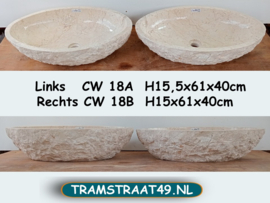 Wit / beige pompbak natuursteen set CW18  (61x41cm)