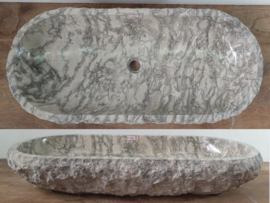 Grijs / wit opzetwasbak trog riviersteen D670 (91x41cm)