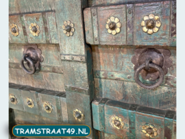 Oude hoge teakhouten paneeldeur N144-80