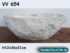 Fontein wc riviersteen wit/beige VV654 (35x21cm)