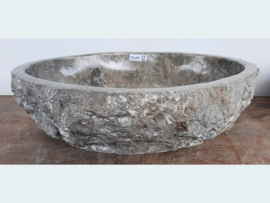 Brede lavabo natuursteen grijs/wit/beige TG53  (51x41cm)