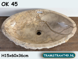 Ovale waskom marmer meerkleurig OK45 (60x36cm)