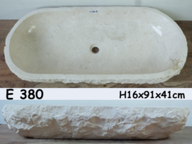 Marmeren wasbak trog wit / beige E380 (91x41cm)