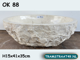 Beige / wit riviersteen lavabo OK88 (41x35cm)