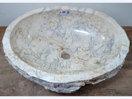 Marmer waskom ovaal beige / grijs 𝒳88 (45x34cm)