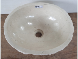 Wit / beige waskom riviersteen SD151 (36x30cm)