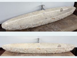 Wit / beige lange wastafel ovaal OK163 (160x39cm)