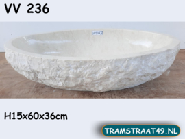 Beige/wit marmer waskom ovaal VV236  (60x36cm)