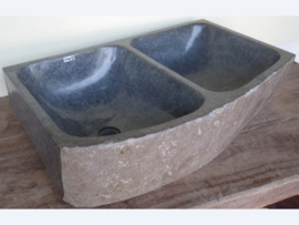 Dubbele riviersteen keuken wasbak S348 (81x51cm)