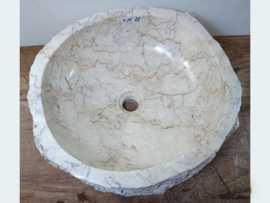 Marmeren lavabo badkamer wit/beige/grijs )(75 (45x43cm)