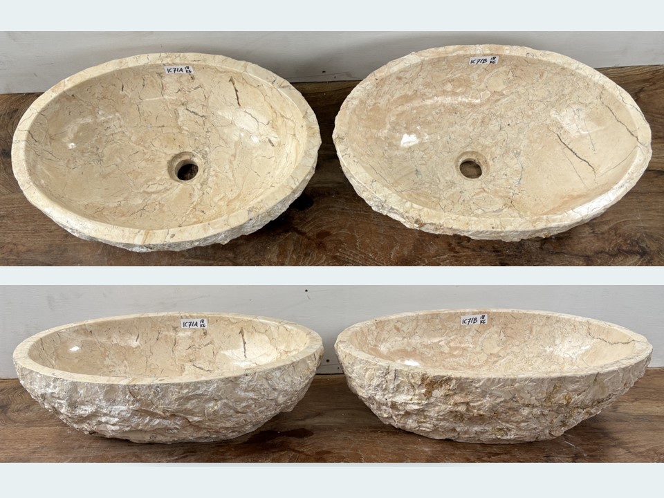 Set pompbak riviersteen beige/wit IC71 (51x36cm)