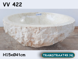 Riviersteen lavabo wit / beige rond VV422 (H15xØ41cm)