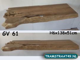 Teak wortel plank / wastafelblad GV61