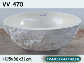 Riviersteen lavabo wit/beige VV470 (36x31cm)