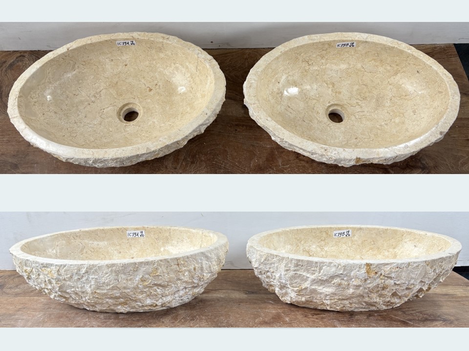 Set wasbak riviersteen beige/wit IC79 (52x36cm)