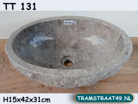 Grijs / beige / wit waskom marmer TT131 (42x31cm)