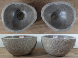 Grijze fontein toilet riviersteen set C490 (24x21cm)
