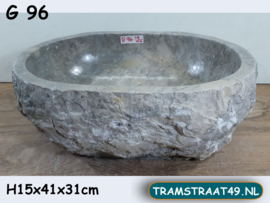 Marmeren waskom grijs / wit G96 (41x31cm)