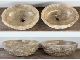 Set ovale lavabo riviersteen meerkleurig OK316 (41x31cm)