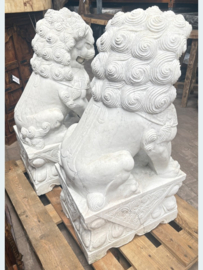 Grote Foo Dog beelden van wit marmer
