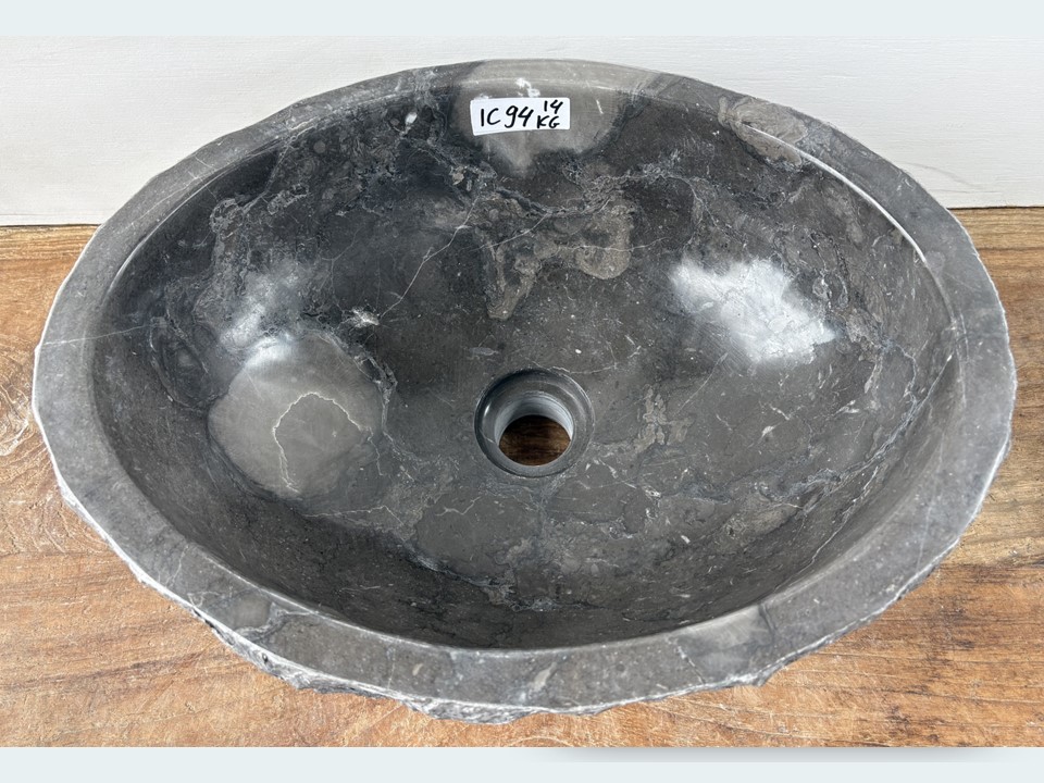 Grijs/wit lavabo riviersteen IC94 (41x31cm)