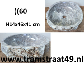 Waskom marmer grijs / wit 𝒳60 (46x41cm)