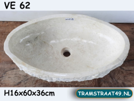 Ovale waskom wit / beige VE62 (60x36cm)