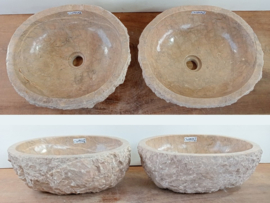 Set lavabo natuursteen donkerbeige CW195 (41x35cm)