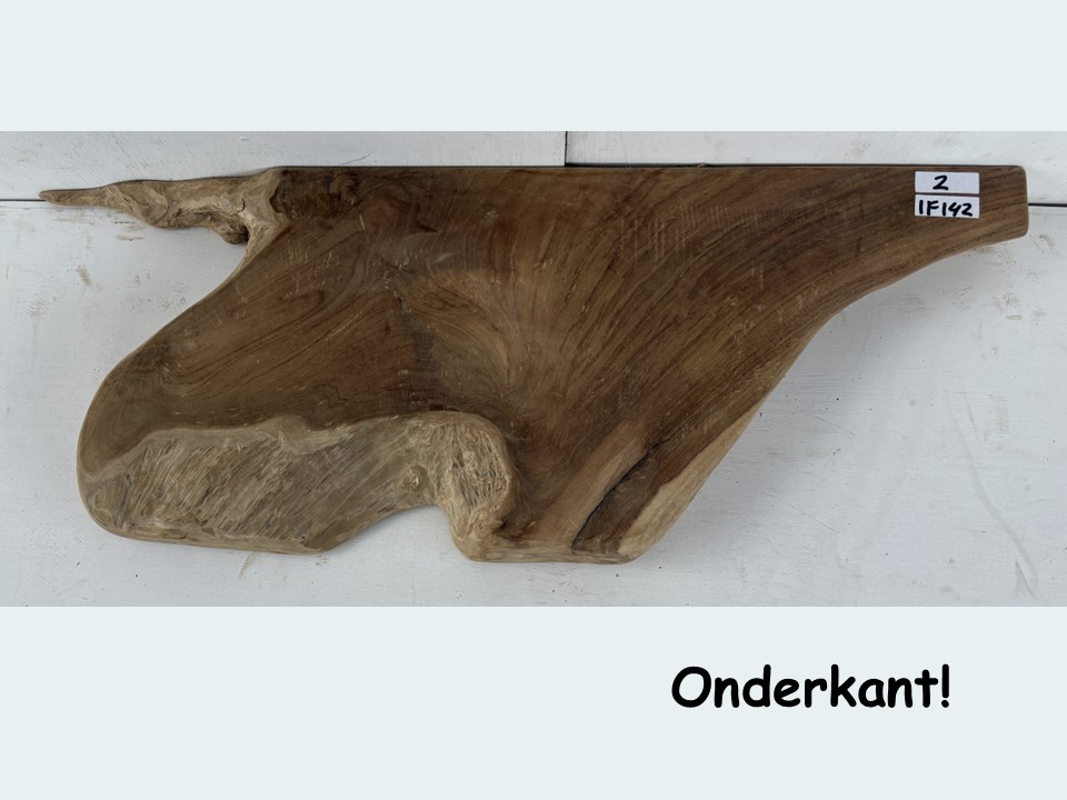 Wastafelblad van teak wortel IF142 (84x32cm)