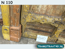 Hoge antieke deur met kozijn teakhout N110