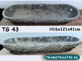 Trog wasbak van natuursteen donkergrijs TG43 (121x41cm)
