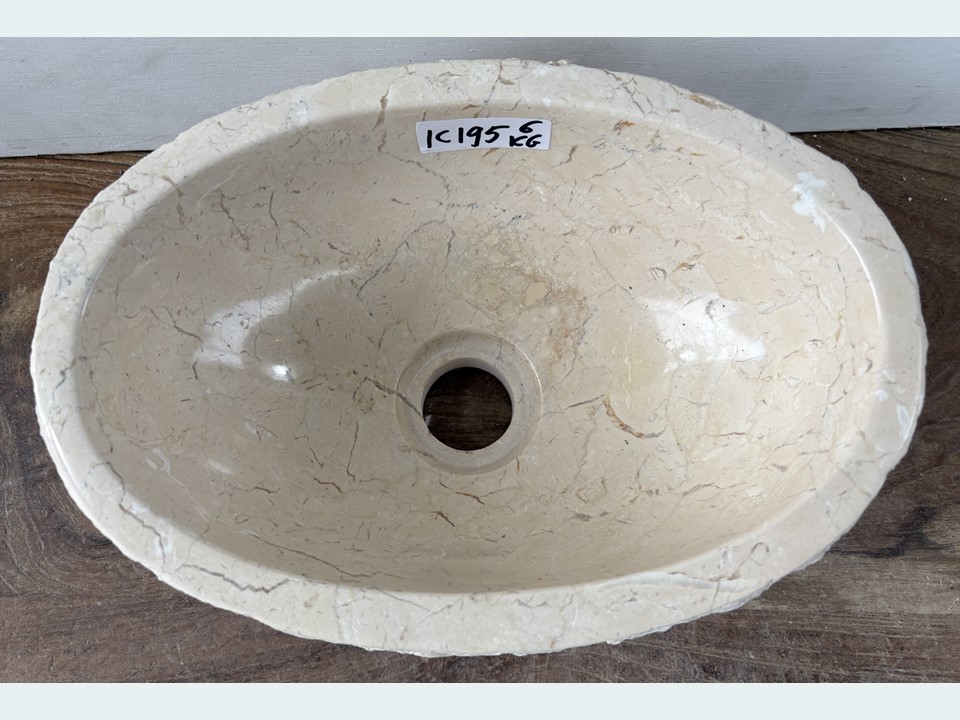 Natuursteen wasbak toilet beige / wit IC195 (31x21cm)