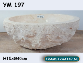 Ronde waskom riviersteen wit/beige YM197 (H15xØ40cm)