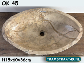 Ovale waskom marmer meerkleurig OK45 (60x36cm)