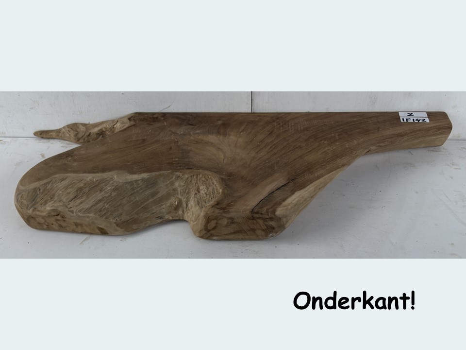 Wastafelblad van teak wortel IF142 (84x32cm)