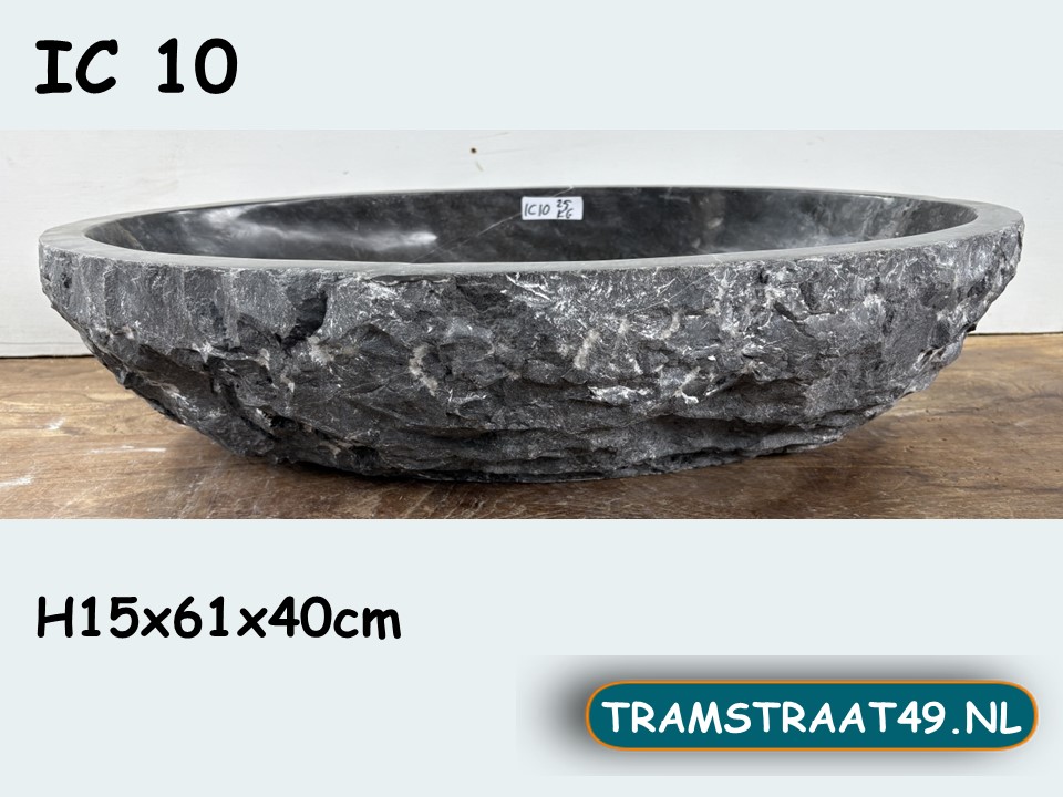 Grijze wastafel riviersteen IC10 (61x40cm)