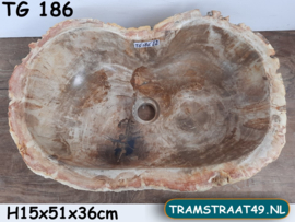 Badkamer waskom versteend hout TG186 (51x36cm)