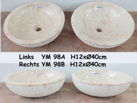 Lage ronde wastafel wit/beige set YM98 (Ø40cm)