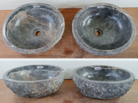 Set wastafel natuursteen grijs/wit/beige CW192