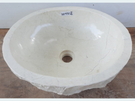 Waskom riviersteen wit / beige VV431 (42x37cm)