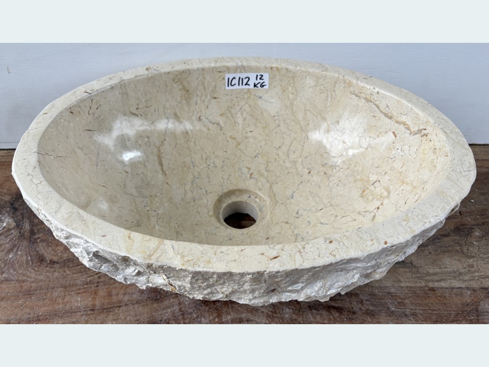 Beige / wit wastafel riviersteen IC112 (41x31cm)