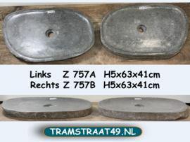 Set platte waskom uit dezelfde steen Z757 (63x41cm)